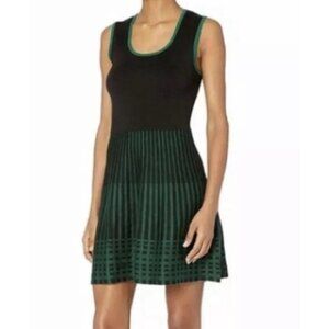 Anne Klein Dress XL Extra Large 14 16 Black Green Stretch Cotton Washable